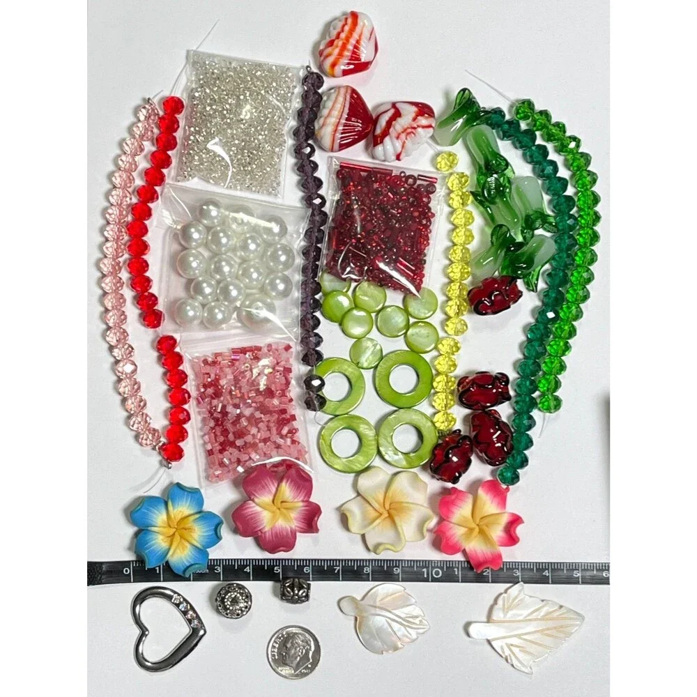 VTG - Now Jewelry Making Beads Glass Lampwork Crystal MOP Variety Colorful Lot